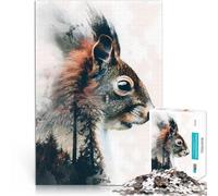 Puzzle da 1000 pezzi per adolescenti Sussurro del bosco dello scoiattolo Sollievo dallo stress Lista dei desideri con Babbo Natale 75x50cm