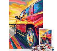 Puzzle da 1000 pezzi per adolescenti SUV rosso su strada giocattolo decorazione da parete opera d'arte regalo giochi rilassanti con pezzi completamente interconnessi di forma casuale 50x75cm