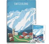 Puzzle da 1000 pezzi per adolescenti, Svizzera alpina, gioco stimolante, giocattoli, decorazione da parete, regalo per compleanni, dimensioni 38x52cm