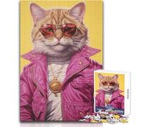 Puzzle da 1000 pezzi per adolescenti Swag Cat, ideale per momenti di relax, giocattolo da gioco con fustella di precisione, dimensioni 38x52cm