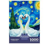 Puzzle Da 1000 Pezzi Per Adolescenti Swans Under Starry Night Puzzle Per Adulti Gioco Pratico Migliora La Memoria Regalo Di Compleanno, Regali, 52x38cm/1000pcs