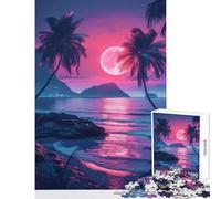Puzzle da 1000 pezzi per adolescenti Synthwave Beach Scenery Giocattoli antistress Ottimi regali e giocattoli Gioco per famiglie Interazione genitore-figlio Dimensioni 38x52cm