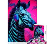 Puzzle da 1000 pezzi per adolescenti Synthwave Zebra decorazione per la casa giocattoli ottimo regalo per giochi di famiglia collezione di artisti belle arti dimensioni 38x52cm