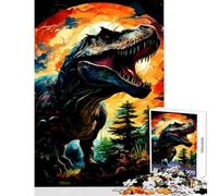 Puzzle da 1000 pezzi per adolescenti T-Rex ruggente nella giungla colorata giocattolo decorazione da parete regalo per compleanni gioco per famiglie allena il cervello e le mani dimensioni 38x26cm