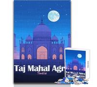 Puzzle da 1000 pezzi per adolescenti Taj Mahal Agra India Night Rompicapo Giochi per famiglie Analisi e logica Giocattolo Decorazione da parete Dimensioni 38x26cm
