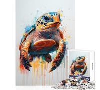 Puzzle da 1000 pezzi per adolescenti tartaruga marina colorata dipinta decorazione per la casa giocattoli regali di Babbo Natale segreto gioco rompicapo collezione di artisti belle arti 50x75cm