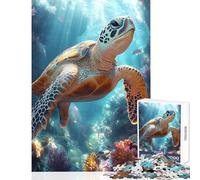 Puzzle da 1000 pezzi per adolescenti tartaruga marina nella barriera corallina giocattolo educativo ottimo regalo per giochi rompicapo con pezzi completamente interconnessi di forma casuale 38x52cm