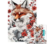 Puzzle da 1000 pezzi per adolescenti tatuaggio di volpe giapponese puzzle per adulti gioco pratico di analisi e logica ottimo regalo per gli appassionati di videogiochi (dimensioni 38x52cm)