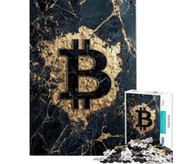 Puzzle da 1000 pezzi per adolescenti tema Bitcoin nero e oro effetto marmo giocattolo fai-da-te ideale per passare il tempo durante le vacanze o come attività per genitori e figli (dimensioni 50x75cm)
