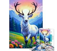 Puzzle da 1000 pezzi per adolescenti tema cervo e mondo fantastico stimola la mente regalo di compleanno giocattolo decorativo da parete adatto a persone dai 14 anni in su (38x52cm)
