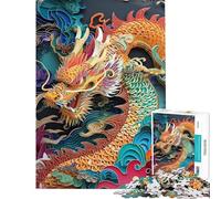 Puzzle da 1000 pezzi per adolescenti tema cinese dell'Anno del Drago rompicapo sfida impegnativa da completare (dimensioni 38x26cm)