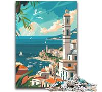 Puzzle da 1000 pezzi per adolescenti, tema: Costiera mediterranea, sfida difficile, ideale come regalo per tutta la famiglia (dimensioni 38x52cm)