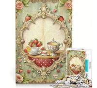 Puzzle da 1000 pezzi per adolescenti tema "Festa del tè alle fragole" in cornice decorata giocattolo decorativo da parete regalo di compleanno per rafforzare l'amore tra le coppie 50x75cm