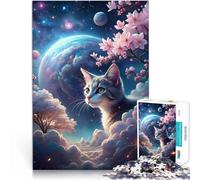 Puzzle da 1000 pezzi per adolescenti Tema giapponese Galaxy Cat Gioco intellettuale giocattolo con poster abbinato e foglio di quiz 38x26cm