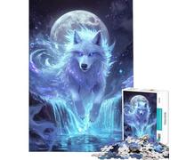 Puzzle da 1000 pezzi per adolescenti tema "Lupo al chiaro di luna" - Puzzle per adulti giocattolo decorativo da parete ideale per rievocare ricordi compleanni e regali unici (dimensioni 50x75cm)