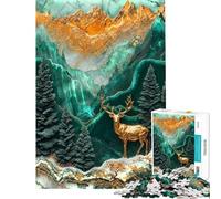 Puzzle da 1000 pezzi per adolescenti tema "Regno dei Monarchi e dei Cervi Dorati" gioco rompicapo regalo di compleanno unico per compleanno e Natale (dimensioni 38x52cm)
