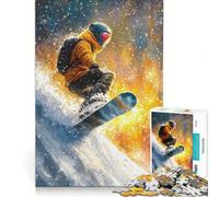 Puzzle da 1000 pezzi per adolescenti tema snowboard pittura ad olio giochi rilassanti attività divertenti da fare a casa compleanno e Natale 38x26cm
