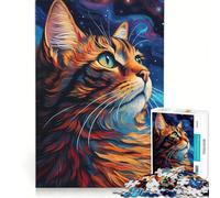 Puzzle da 1000 pezzi per adolescenti, tema "Sogni di gatti cosmici", giocattolo antistress, attività divertenti da fare in casa, ideale come regalo 38x26cm