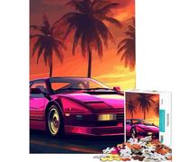 Puzzle da 1000 pezzi per adolescenti tema Synthwave auto retrò tramonto gioco pratico e stimolante regalo di compleanno decorazione per la casa (dimensioni 38x52cm)