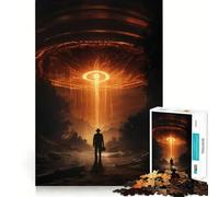 Puzzle da 1000 pezzi per adolescenti, tema UFO, rapimento alieno, ritagli precisi, gioco cognitivo divertente, gioco per il tempo libero, decorazione natalizia per la casa (50x75cm)