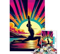 Puzzle da 1000 pezzi per adolescenti tema Yoga e tramonto pop art gioco educativo giocattolo educativo opera d'arte regalo taglio di precisione (dimensioni 50x75cm)