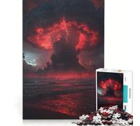 Puzzle da 1000 pezzi per adolescenti, Tempesta rossa apocalittica sull'oceano, giocattolo decorativo da parete, per divertimento in famiglia, per rafforzare l'amore tra le coppie 38x52cm