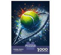 Puzzle Da 1000 Pezzi Per Adolescenti Tennis Ball And Racket Splash Puzzle Per Adulti Giochi Divertenti Sfida Difficile Gioco Impegnativo Regali 38x26cm/1000pcs
