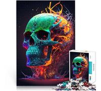 Puzzle da 1000 pezzi per adolescenti Teschio al neon astratto Assemblaggio del modello Ogni pezzo è unico - Gioco divertente e stimolante per tutta la famiglia 50x70cm