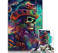 Puzzle da 1000 pezzi per adolescenti teschio capitano pirata 1000 pezzi per adulti gioco a quiz decorazione da parete regali unici per compleanno e Natale 75x50cm