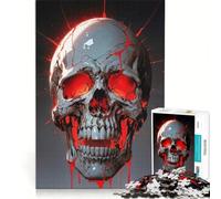 Puzzle da 1000 pezzi per adolescenti: teschio con bagliore rosso e crepe decorazione da parete passatempo ideale per le vacanze a casa per rafforzare l'amore tra le coppie 38x52cm