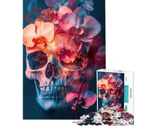 Puzzle da 1000 pezzi per adolescenti Teschio con orchidee vivaci Arte surreale della vita Decadimento Sfida di intelligenza cerebrale Giocattoli avvincenti Giochi rilassanti Arte da parete Ottimi