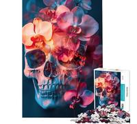 Puzzle da 1000 pezzi per adolescenti Teschio con orchidee vivaci ︰ Arte surreale della vita ﹨u Decay Gioco rompicapo Gioco stimolante Giocattoli Ottimi regali e giocattoli per il divertimento