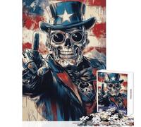 Puzzle da 1000 pezzi per adolescenti teschio dello zio Sam giocattolo decorazione da parete regali di Babbo Natale segreto gioco impossibile decompressione intellettuale dimensioni 38x52cm