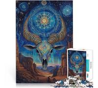 Puzzle da 1000 pezzi per adolescenti teschio di capra per il giocattolo di sfida del gioco educativo con poster abbinato e foglio di quiz 52x38cm