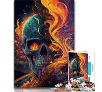Puzzle da 1000 pezzi per adolescenti teschio infernale in fiamme puzzle per adolescenti attività divertenti per la famiglia a casa regalo di compleanno regali di viaggio 75x50cm