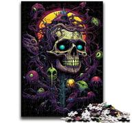Puzzle da 1000 pezzi per adolescenti, teschio psichedelico, giocattolo educativo intellettuale decomprimente, decorazione perfetta, 38x26cm