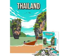 Puzzle da 1000 pezzi per adolescenti Thailandia Asia poster di viaggio arte gioco educativo sfida rompicapo sfida difficile regalo di Babbo Natale segreto (dimensioni 38x26cm)