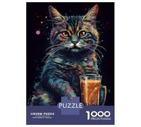 Puzzle Da 1000 Pezzi Per Adolescenti The Asheera Cat Coffee Puzzle Per Adolescenti Giocattoli Fai Da Te Corsa Di Velocità Manuale Regali Unici Per Compleanno E Natale 52x38cm/1000pcs