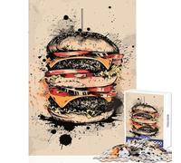 Puzzle da 1000 pezzi per adolescenti The Miam Burger Painting Decorazione per la casa Giocattoli Ottimi regali e giocattoli per gioco educativo Interessante riduzione dello stress Dimensioni 38x26cm