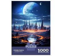 Puzzle Da 1000 Pezzi Per Adolescenti The Moon Future City Night Puzzle Per Adolescenti Gioco Pratico Decorazione Murale Difficile Da Completare 52x38cm/1000pcs
