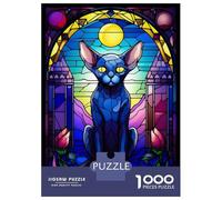Puzzle Da 1000 Pezzi Per Adolescenti The Sphynx Cat Blue Staine Puzzle Fai Da Te Giocattoli Regalo Di Compleanno Regali Di Natale Regalo Di Compleanno 70x50cm/1000pcs