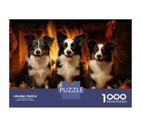 Puzzle Da 1000 Pezzi Per Adolescenti Three Border Collies Christmas Puzzle Per Adulti Giocattoli Antistress Regalo Di Compleanno Regali Di Natale Per Compleanno 52x38cm/1000pcs