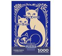 Puzzle Da 1000 Pezzi Per Adolescenti Three Cats in Floral Frame Puzzle Per Adulti Giocattoli Antistress Sfida Difficile Regali Di Compleanno E Unici 52x38cm/1000pcs