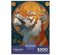 Puzzle Da 1000 Pezzi Per Adolescenti Tiger in Art Nouveau Style Puzzle Per Adolescenti Giochi Per Famiglie Sfida Difficile Regali Di Compleanno E Unici 52x38cm/1000pcs