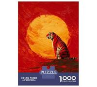 Puzzle Da 1000 Pezzi Per Adolescenti Tiger in Front of A Large Sun Puzzle Gioco Rompicapo Ma Divertente E Umoristico Regali Unici Per Compleanno E Natale 38x26cm/1000pcs