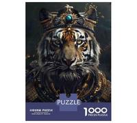Puzzle Da 1000 Pezzi Per Adolescenti Tiger King Crown Art Print Puzzle Giochi Rilassanti Regali Per Donne Regali Di Natale E Compleanno 52x38cm/1000pcs