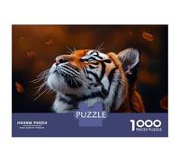 Puzzle Da 1000 Pezzi Per Adolescenti Tiger Looking Up at Falling Leaves Puzzle Per Adulti Giocattoli Antistress Migliorano La Memoria Regali Unici Per Compleanno E Natale 70x50cm/1000pcs