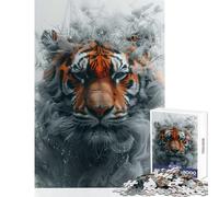 Puzzle da 1000 pezzi per adolescenti Tiger Smoky Beast giocattolo educativo regalo per compleanni giochi rilassanti adatto per la decorazione del desktop dimensioni 38x26cm