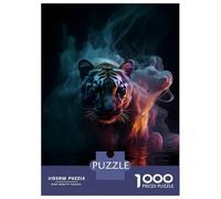 Puzzle Da 1000 Pezzi Per Adolescenti Tiger Water Neon Smoke Art Puzzle Per Adulti Giochi Rilassanti Analisi E Logica Regali Unici Per Compleanni 52x38cm/1000pcs