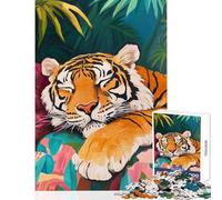 Puzzle da 1000 pezzi per adolescenti Tigre addormentata nella giungla Decorazione per la casa Giocattoli Regali per donne Uomini Gioco educativo Migliorare l'amore tra coppie Dimensioni 38x26cm